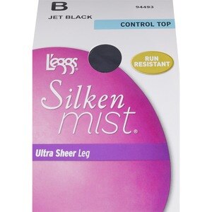 L'eggs Silken Mist Ultra Sheer Leg Control Top, Size B, Jet Black