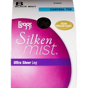 L'eggs Silken Mist Ultra Sheer Control Top Pantyhose, Black Mist, Size B , CVS