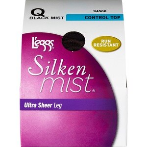L'eggs Silken Mist Ultra Sheer Control Top Pantyhose, Black Mist, Size Q , CVS