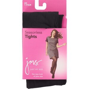 New women's JMS Just My Size Seasonless Ultra Soft Black Plus Size Tights 3X/4X 