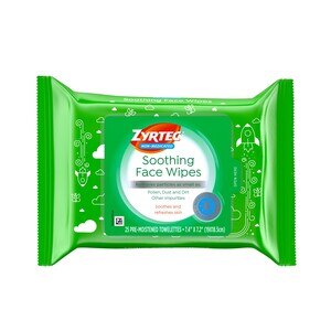 Zyrtec Soothing Non-Medicated Face Wipes with Micellar Water, 25 CT
