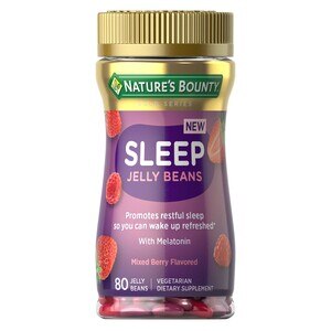 Nature's Bounty Sleep Jelly Beans - Suplemento dietario con melatonina en gomitas para conciliar el sueño, sabor Mixed Berry, 80 u.