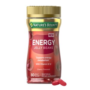 Nature's Bounty Energy Jelly Beans with B-12 for Energy Metabolism, Cherry, 80 CT