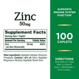 Nature's Bounty Zinc Immune Health Caplets, 50 mg, thumbnail image 2 of 6