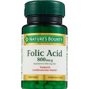 Nature's Bounty Folic Acid Tablets 800mcg, 250 Ct , CVS