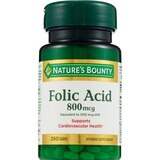 Nature's Bounty Folic Acid Tablets 800mcg, 250CT, thumbnail image 1 of 4