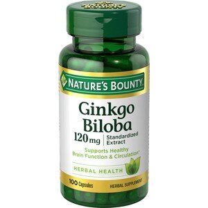 Nature's Bounty - Cápsulas de extracto estandarizado de ginkgo biloba, 120 mg, 100 u.