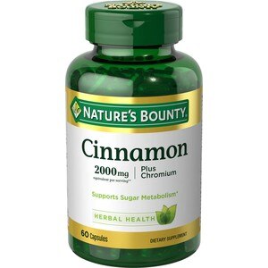 Nature's Bounty Cinnamon Plus Chromium - Suplemento dietario en cápsulas, 2000 mg, 60 u.
