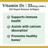 Nature's Bounty Vitamin D3  Rapid Release Softgels, 25 mcg, thumbnail image 3 of 6