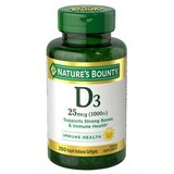 Nature's Bounty Vitamin D3  Rapid Release Softgels, 25 mcg, thumbnail image 1 of 6
