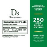 Nature's Bounty Vitamin D3  Rapid Release Softgels, 25 mcg, thumbnail image 2 of 6