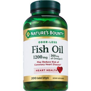 Nature's Bounty - Aceite de pescado en cápsulas blandas, sin olor, 1200 mg