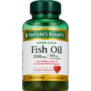 Nature's Bounty Odorless Fish Oil Softgels 1200mg, 60 Ct , CVS