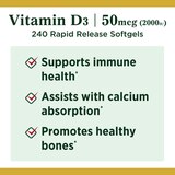 Nature's Bounty Vitamin D3 Immune Health 50mcg (2000 IU) Softgels, thumbnail image 3 of 8