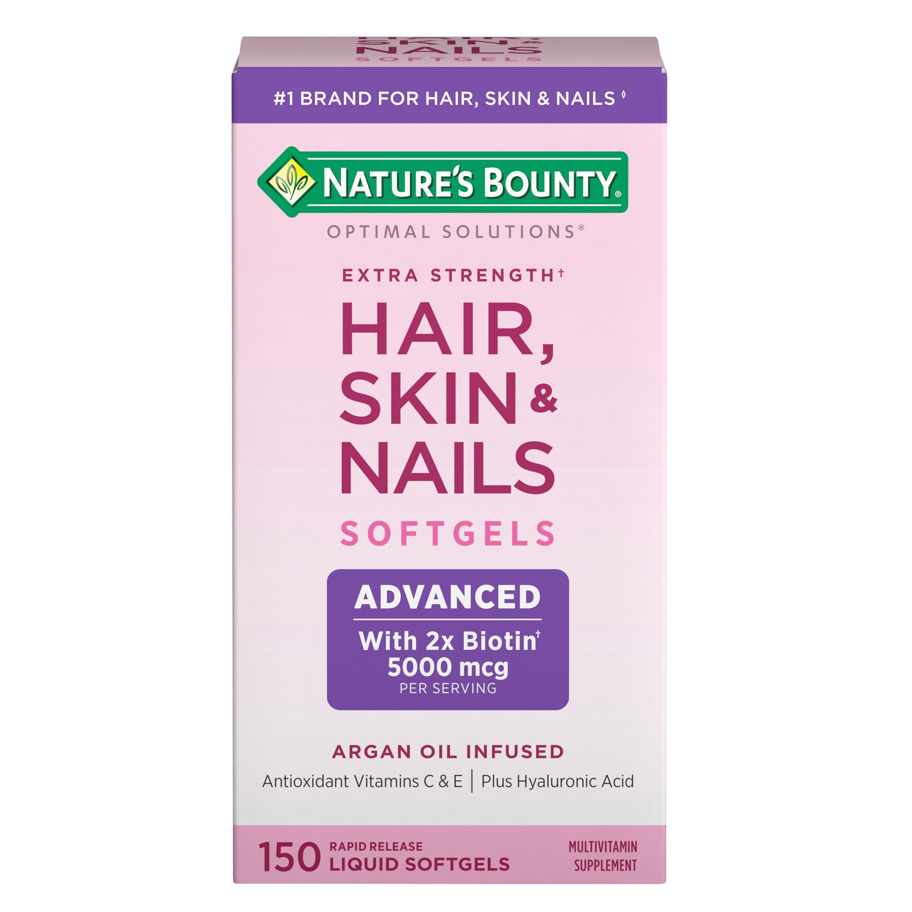 Nature's Bounty Optimal Solutions Extra Strength Hair, Skin and Nails Softgels, 150CT