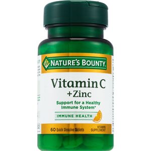 Nature's Bounty Vitamin C Plus Zinc Quick Dissolve Tablets, 60 CT