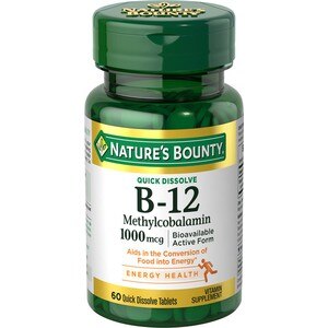 Nature's Bounty - Vitamina B-12 en tabletas de disolución rápida, 1000 mcg, 60 u.