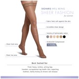 Sigvaris Well-being Women's Sheer Fashion Thigh-High, Golden, 15-20mmHg, thumbnail image 2 of 4