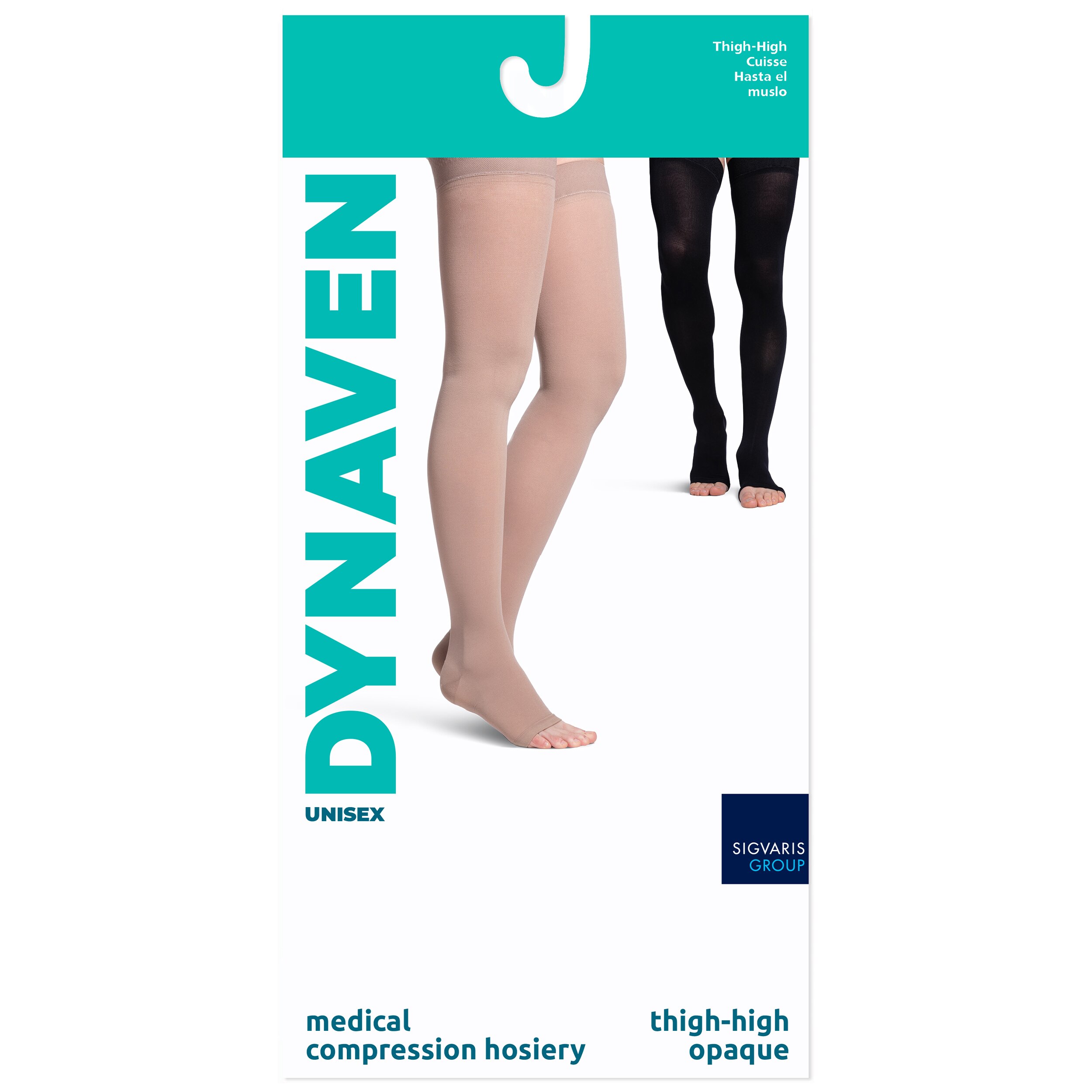 DYNAVEN Women's Opaque Thigh-High, Open-Toe, Light Beige, 20-30mm, Size- Large Short , CVS