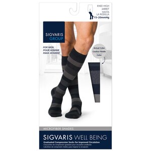 SIGVARIS Microfiber Shades Compression Socks For Men, Graphite Stripe, Size C , CVS