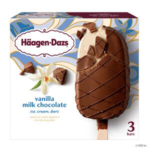 Haagen-Dazs Vanilla Milk Chocolate Ice Cream Bars, 3ct
