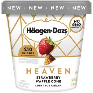  Haagen-Dazs Heaven Strawberry Waffle Cone Light Ice Cream, 14 OZ 