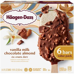 Haagen-Dazs Vanilla Milk Chocolate Almond Ice Cream Bars, 6 Ct - 3 Oz , CVS