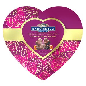 GHIRARDELLI Chocolate Assortment Caramel Duet Hearts for Valentines, 5.6 Oz Heart Shaped Box