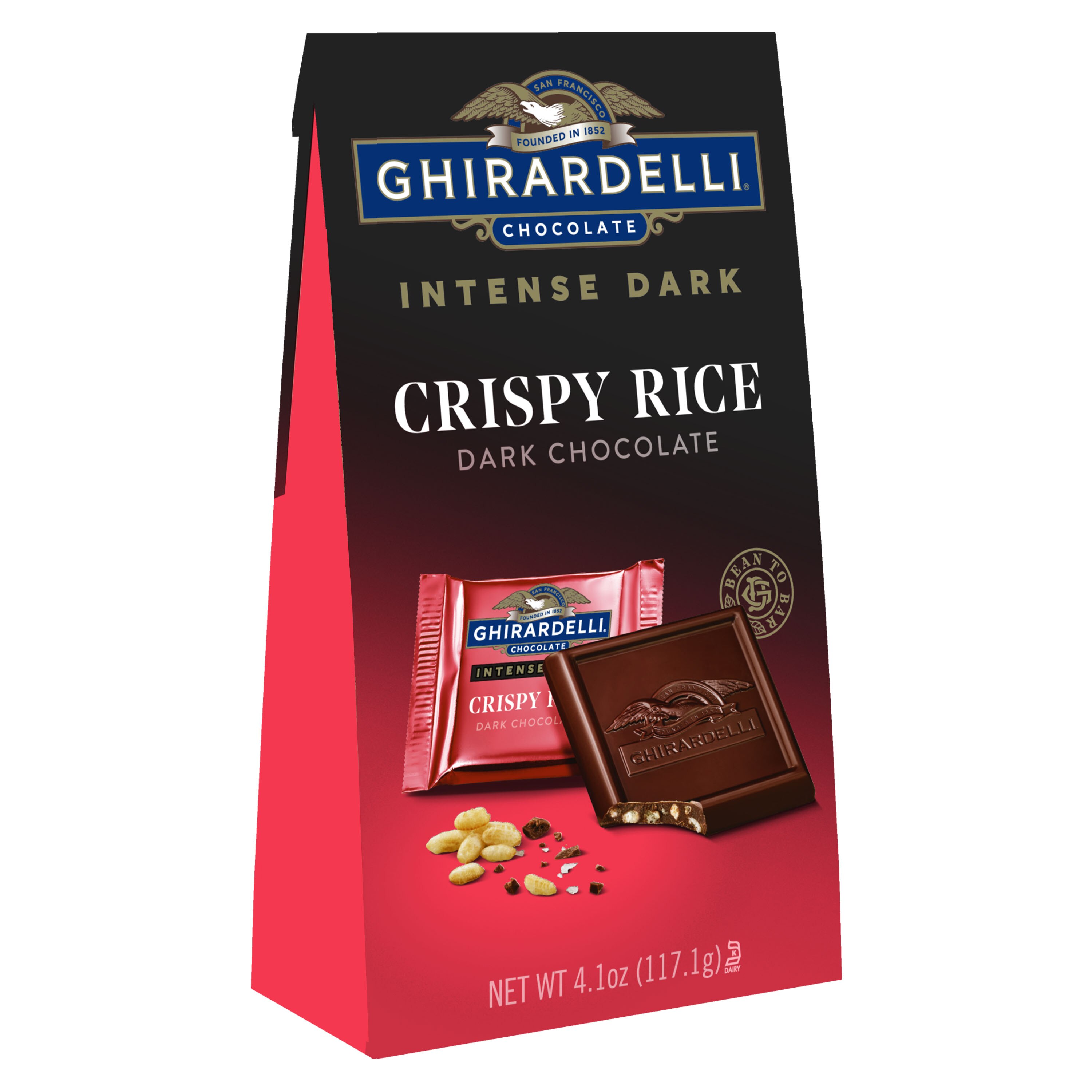 GHIRARDELLI Intense Dark Chocolate Squares Crispy Rice Bag 4 1 Oz ghirardelli-intense-dark-chocolate-squares-crispy-rice-bag-4-1-oz