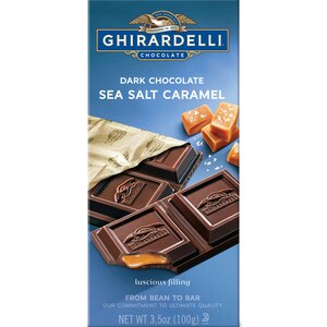 Ghirardelli Dark Chocolate Bar with Sea Salt Caramel Filling, 3.5 oz Bar