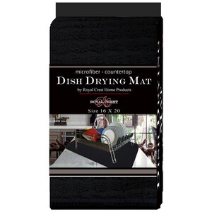 Royal Crest Microfiber Counter Dish Drying Mat Black New For