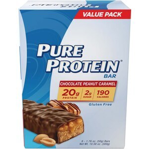 Pure Protein Chocolate Peanut Caramel Protein Bars, 20g of Protein, 6 - 1.76 oz Bars
