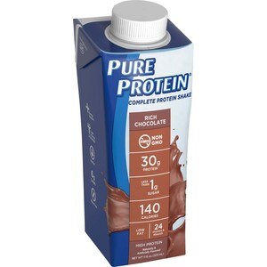  Pure Protein Complete Protein Shake, 30 grams of Protein, Rich Chocolate, Non-GMO, 24 Vitamins and Minerals, 4-11 ounce Bottles 