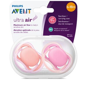 Philips Avent Ultra Air Pacifier, Various Colors, 6-18 mo, 2CT