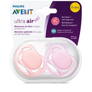 Philips Avent Ultra Air Pacifier, Various Colors, 0-6 mo, 2CT
