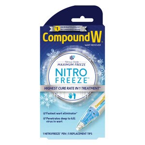 Compound W NitroFreeze - Eliminación de verrugas, 1 pluma y 5 puntas recambiables
