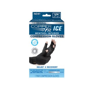 Copper Fit ICE Compression Gloves Infused with Menthol for Maximum