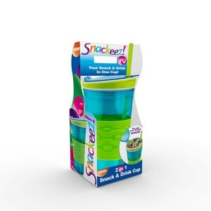  Snackeez 2-in-1 Snack & Drink Travel Cup, Blue/Green 