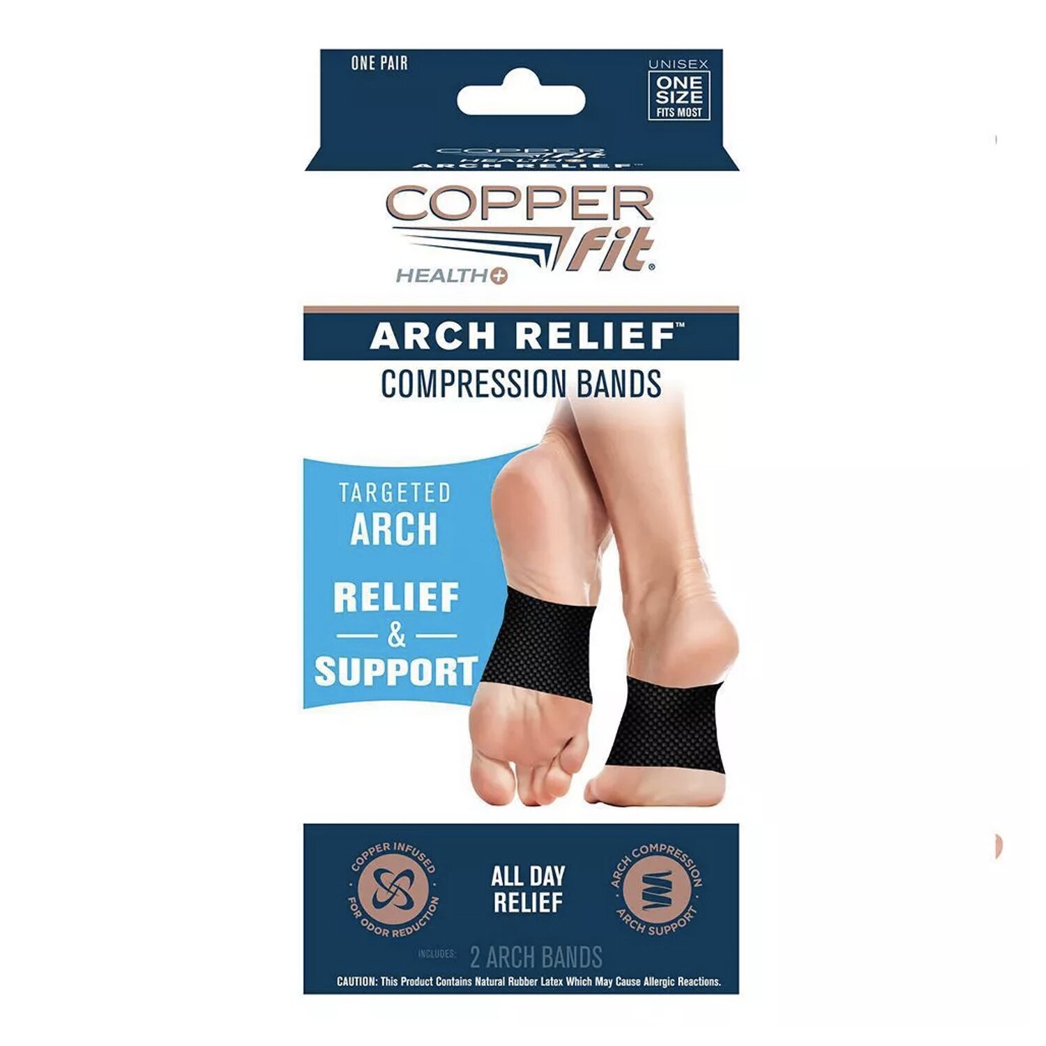 Copper Fit Health Compression Bands Arch Relief Unisex 2 arch bands