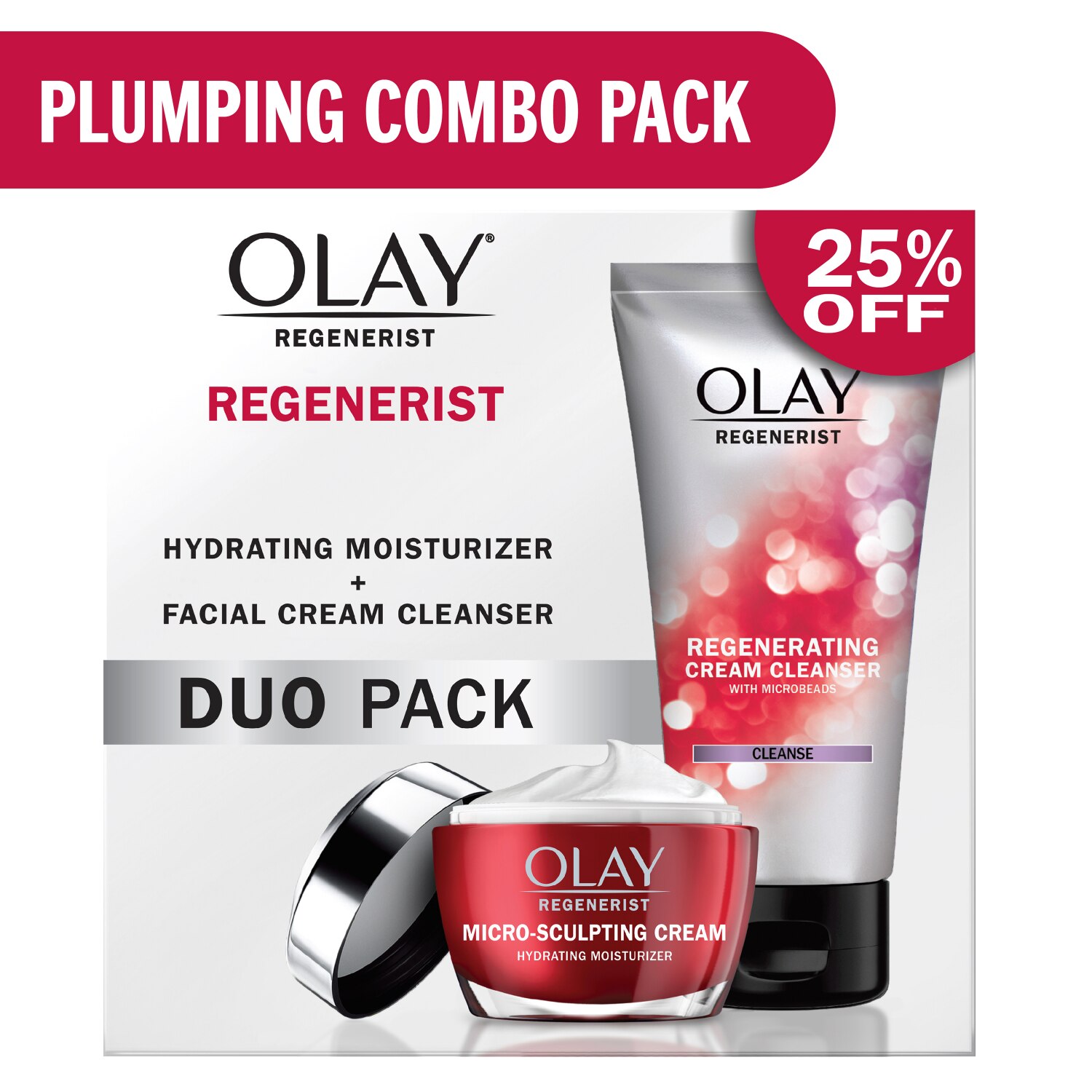 Olay Regenerist Advanced Anti-Aging Face Moisturizer and Pore Scrub Facial Cleanser, Value Pack Duo