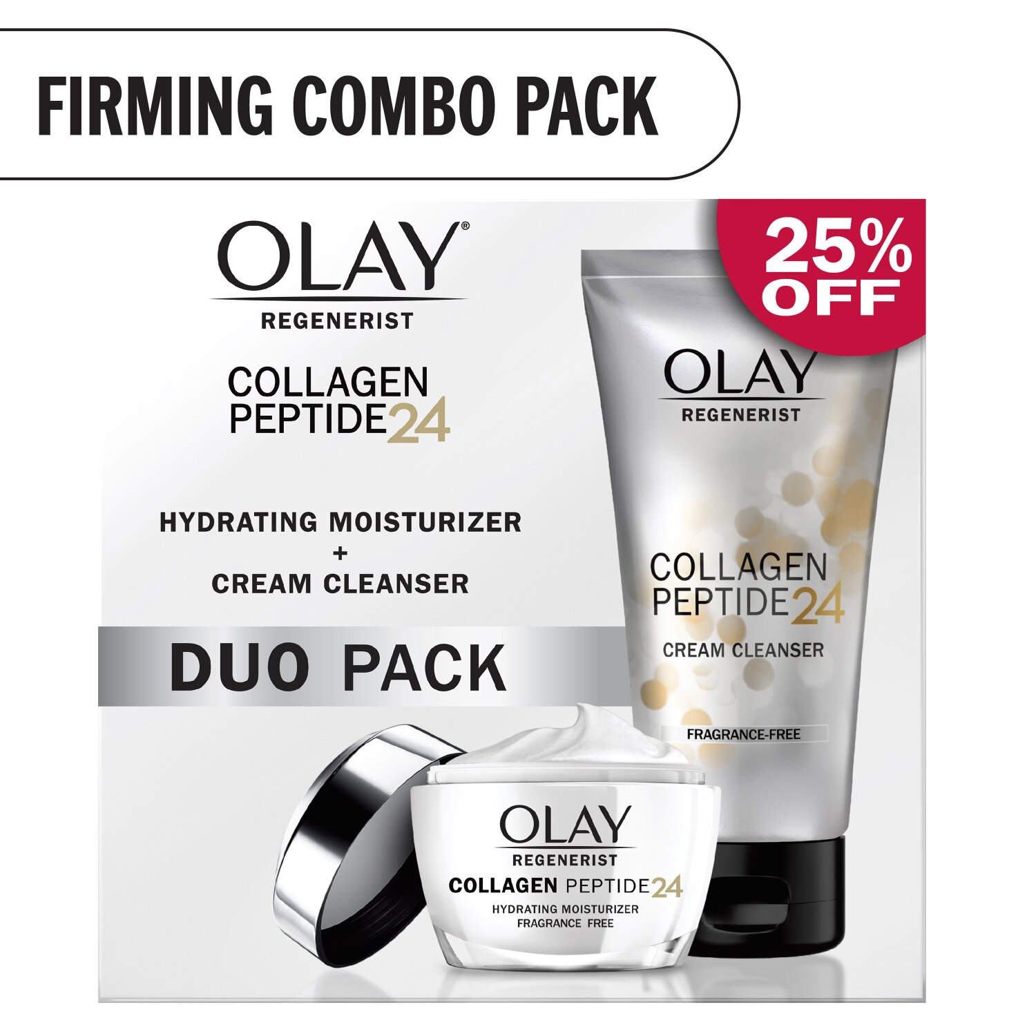 Olay Regenerist Collagen Peptide 24 - Gel de limpieza para el rostro + hidratante, paquete doble