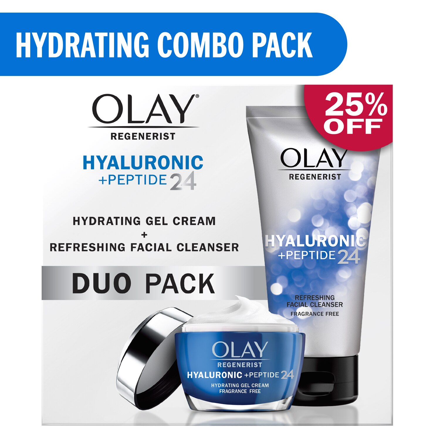 Olay Hyaluronic + Peptide 24 Face Wash + Moisturizer Duo Pack