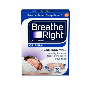 Breathe Right Nasal Strips to Stop Snoring, Drug-Free, Original Tan Large, 30 CT