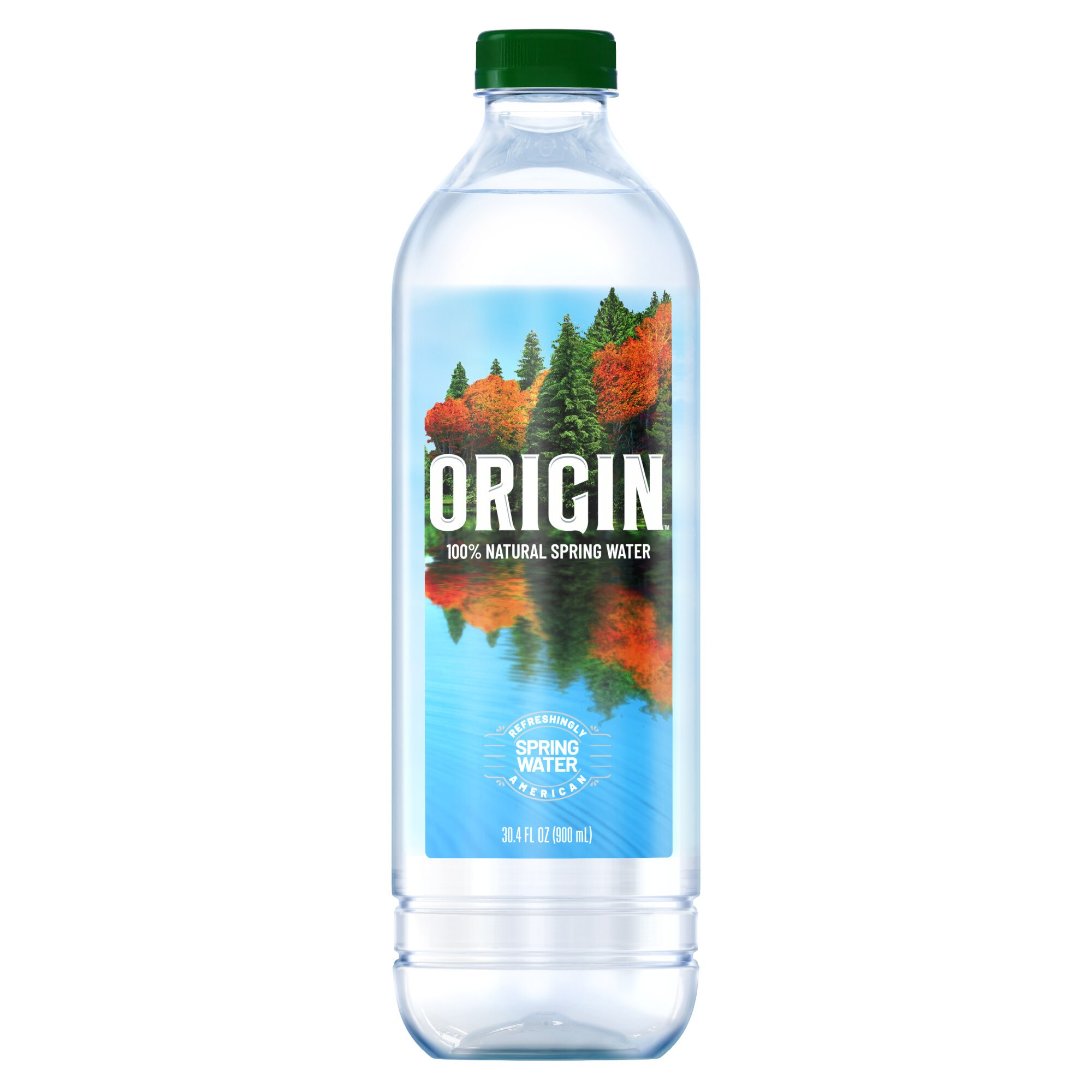 Poland Spring Origin, 100% Natural Spring Water, 900mL recycled plastic bottle