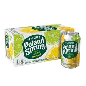 Poland Spring Sparkling Water with a Twist of Lemon Lime, 12 OZ Cans, 8 PK