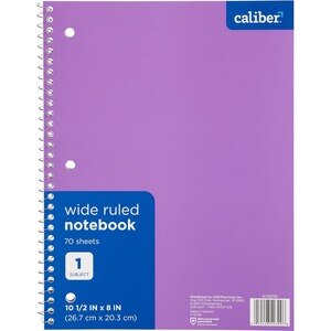 Caliber 1 Subject Notebook Wide Ruled, 10.5 In X 8 In, Assorted Colors - 70 Ct , CVS