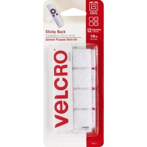 Velcro 90073 Sticky Back Squares, 7/8, White - 12 pack