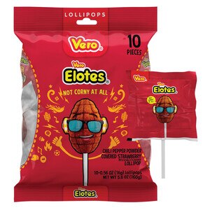 Vero Elotes Strawberry & Chili Lollipops, 10 CT