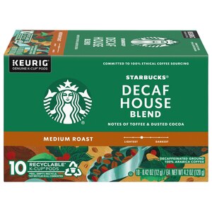 Starbucks Coffee K-Cup Pods, Medium Roast Decaf House Blend, 10 Ct, 4.2 Oz , CVS