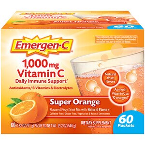 Emergen-C 1000mg Vitamin C Powder, Super Orange Flavor, 60 CT